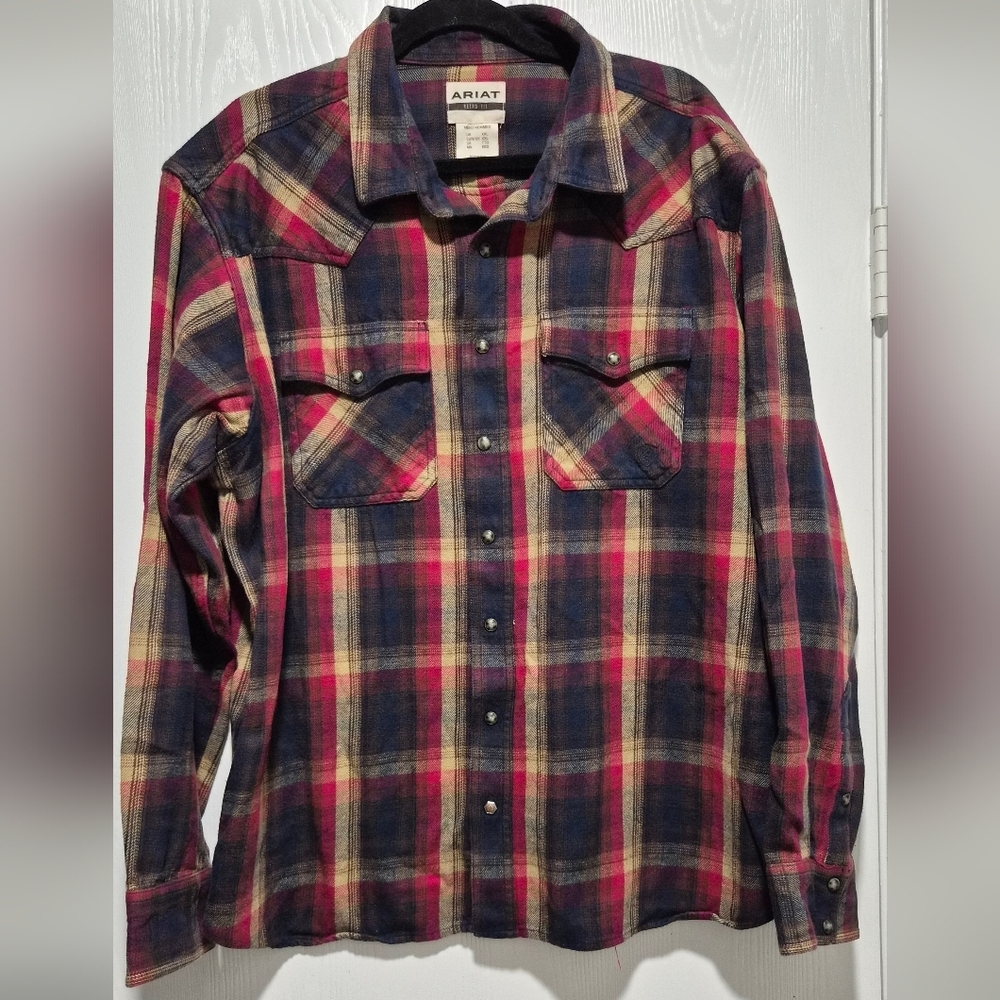 Ariat Mens Hardy Retro Fit Plaid Snap Front Closure Long Sleeve Shirt Size 2XL - Picture 2 of 10